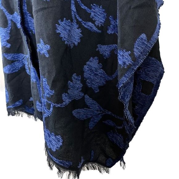 Chicos Womens Floral Chenille Jacquard Ruana Wrap Poncho Kimono Blue One Size - Picture 10 of 15